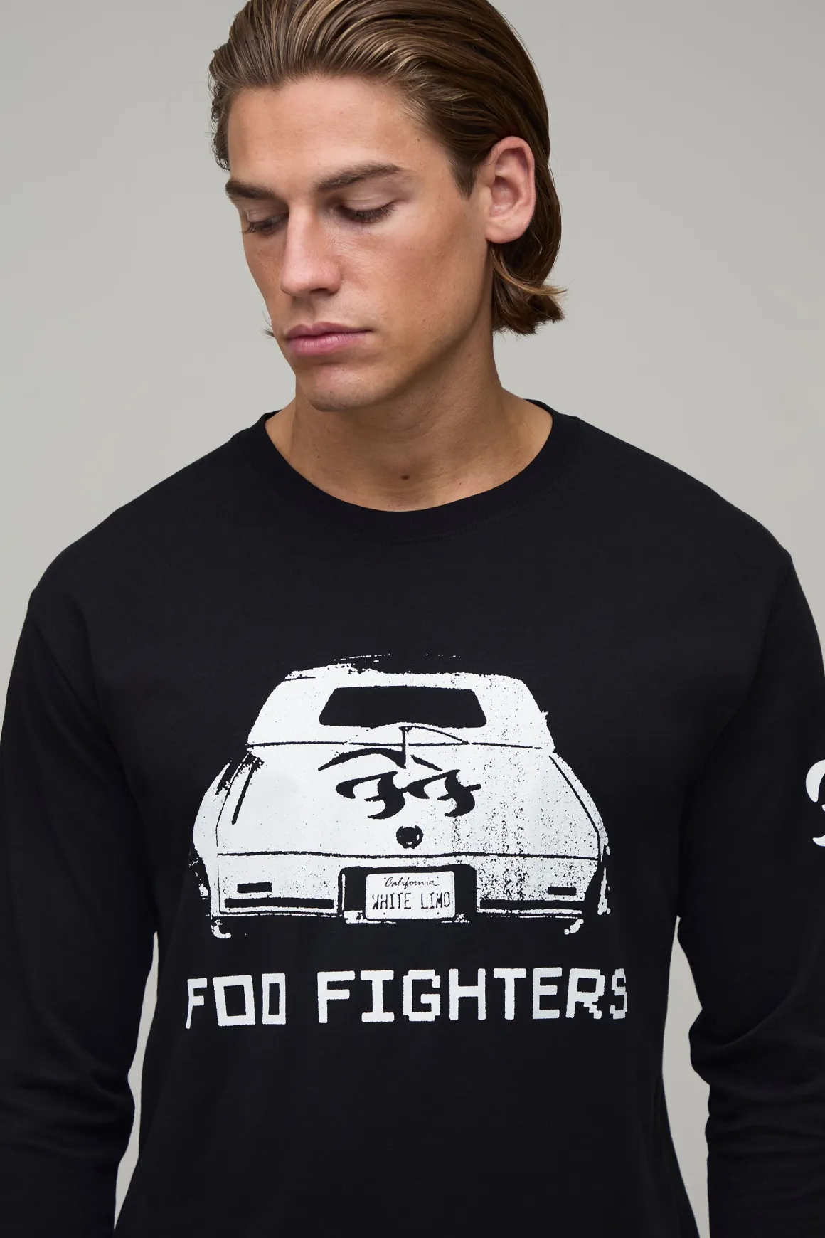 T-shirt Manches Longues Oversize Imprimé Plaque D'immatriculation Foo Fighters