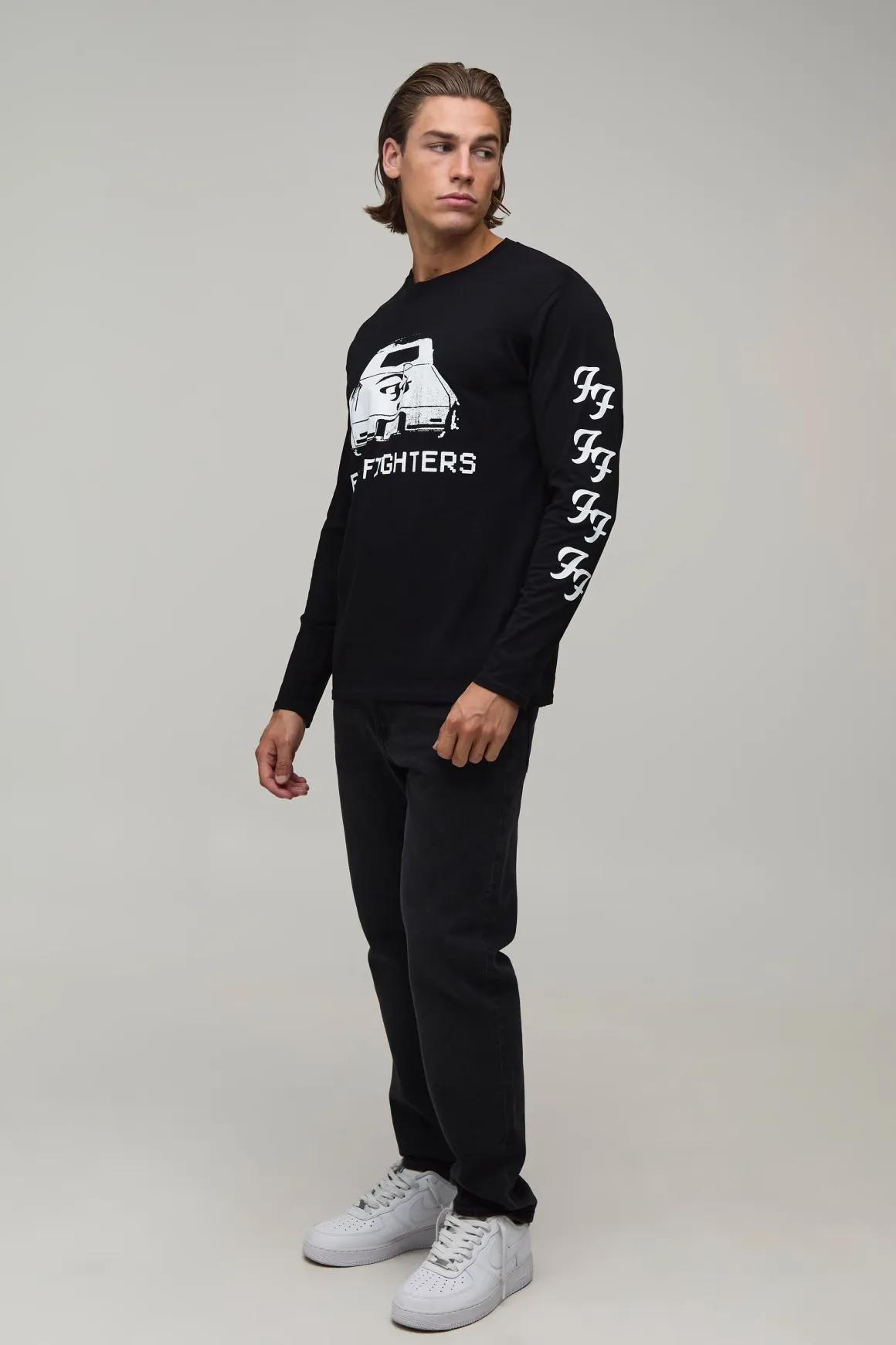 T-shirt Manches Longues Oversize Imprimé Plaque D'immatriculation Foo Fighters