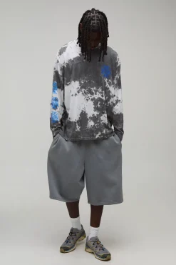T-shirt À Manches Longues Oversize Tie Dye Avec Imprimé Officiel