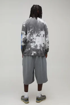 T-shirt À Manches Longues Oversize Tie Dye Avec Imprimé Officiel
