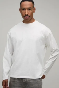 boohooMAN T-shirt À Manches Longues Oversize En Jersey Slub Officiel<Homme T-Shirts