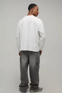boohooMAN T-shirt À Manches Longues Oversize En Jersey Slub Officiel<Homme T-Shirts