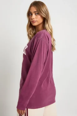 T-shirt à manches longues oversize imprimé dans le style varsity avec autocollants