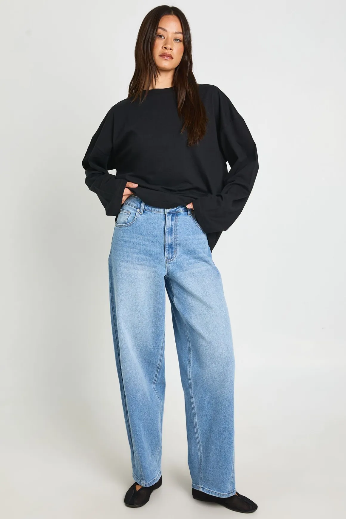 T-shirt À Manches Longues Oversize Basique Tall