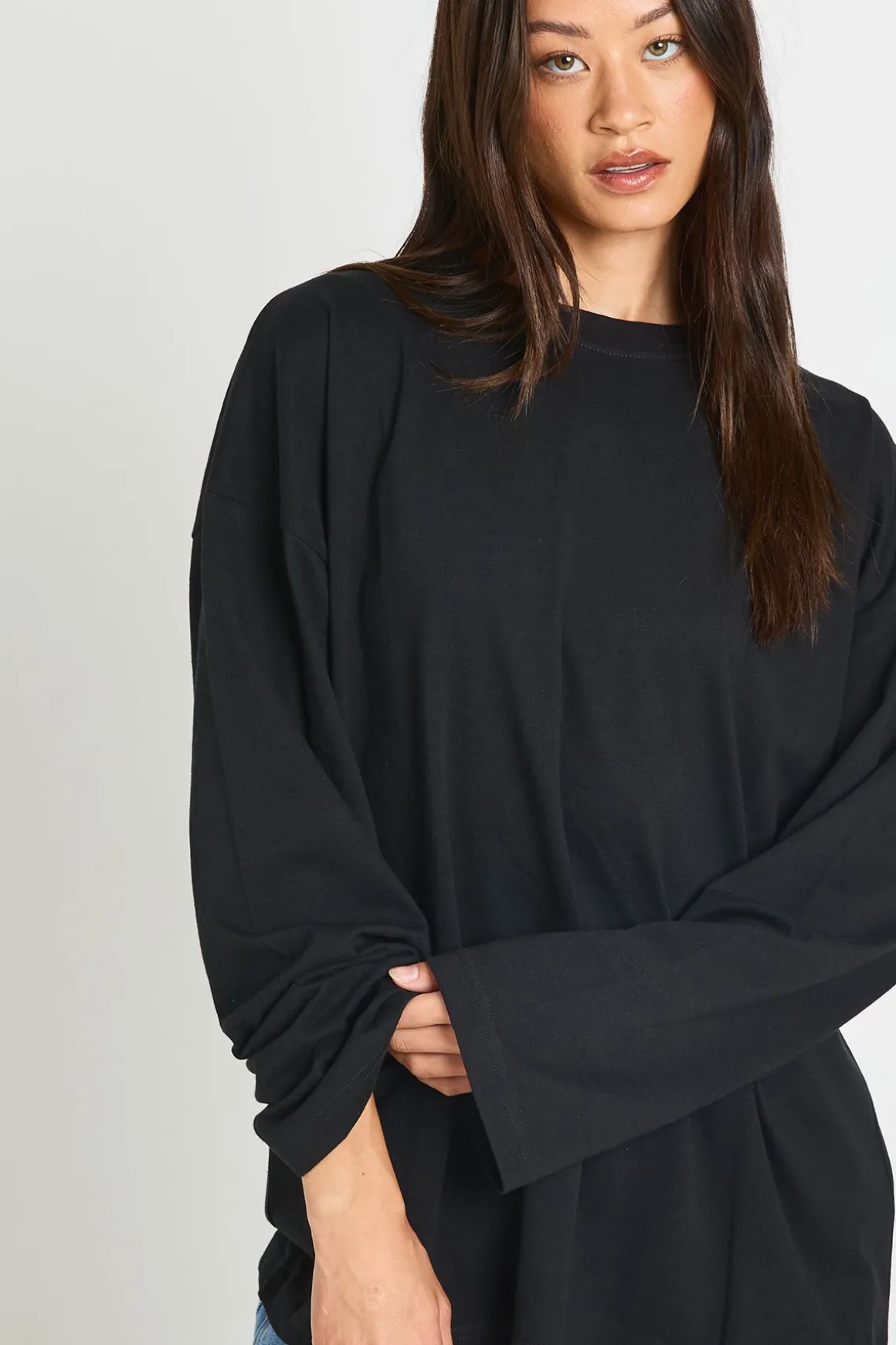 T-shirt À Manches Longues Oversize Basique Tall