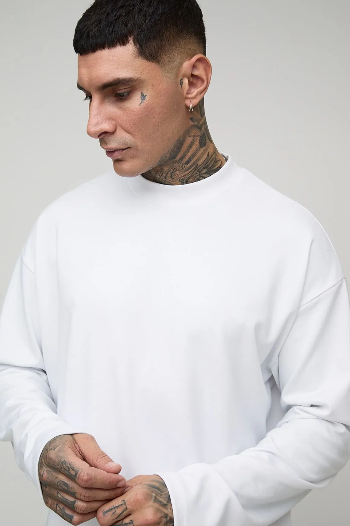T-shirt à manches longues premium, surdimensionné, super lourd, version allongée