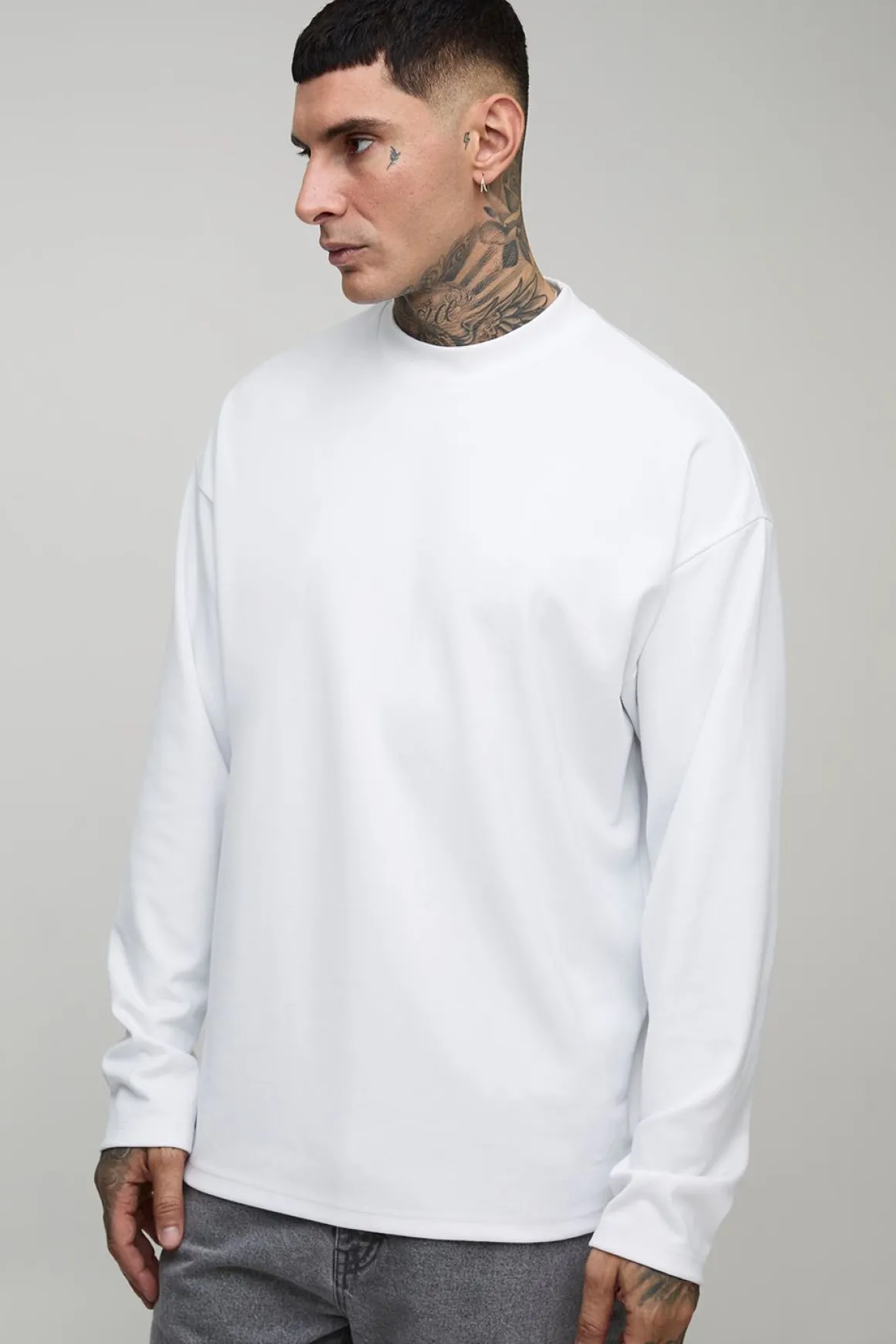 T-shirt à manches longues premium, surdimensionné, super lourd, version allongée
