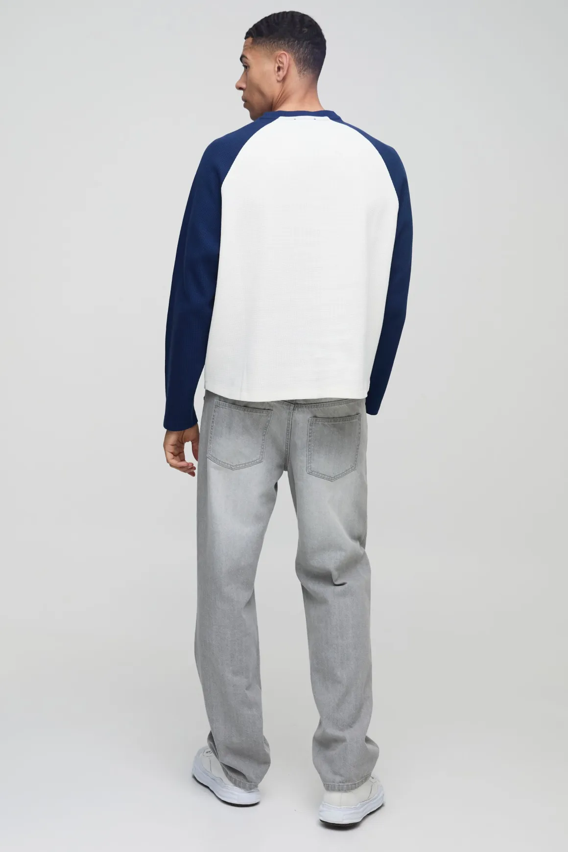 T-shirt Manches Longues Raglan Gaufré Lourd Coupe Ample Oversize