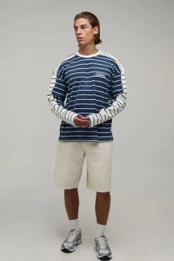 boohooMAN T-shirt À Manches Longues À Rayures Contrastées<Homme T-Shirts