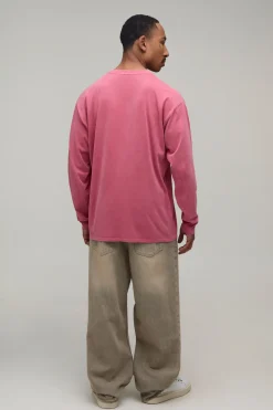 boohooMAN T-shirt À Manches Longues Délavé Coupe Regular Imprimé Renaissance<Homme T-Shirts Impriméstendances|T-Shirts