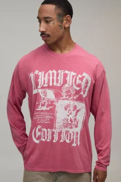 boohooMAN T-shirt À Manches Longues Délavé Coupe Regular Imprimé Renaissance<Homme T-Shirts Impriméstendances|T-Shirts