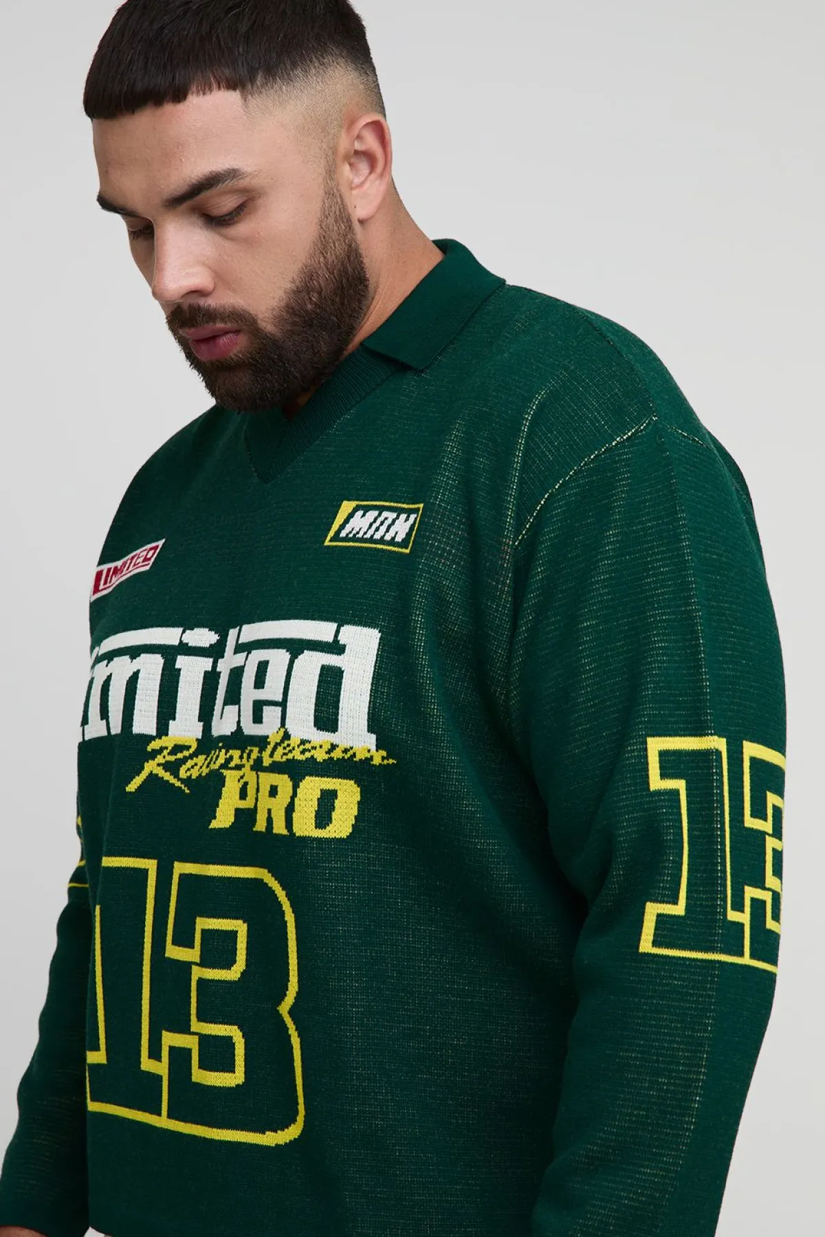 boohooMAN T-shirt à manches longues tricoté jacquard moto, oversize et boxy<Homme Tout Afficher|Maille