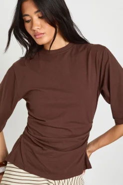 T-shirt À Manches Mi-longues Avec Taille Froncée