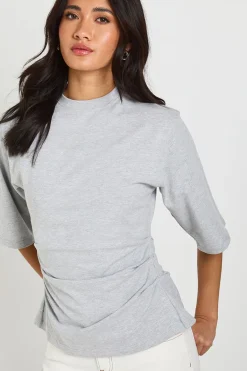 boohoo T-shirt À Manches Mi-longues Avec Taille Froncée<Femme Tops
