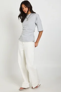 boohoo T-shirt À Manches Mi-longues Avec Taille Froncée<Femme Tops