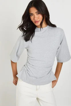 boohoo T-shirt À Manches Mi-longues Avec Taille Froncée<Femme Tops