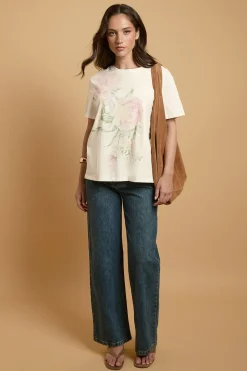 T-shirt À Motif Floral Vintage Placé