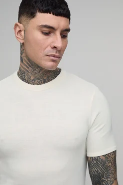 T-shirt Moulant Ajusté En Maille Douce Pour Homme Grand