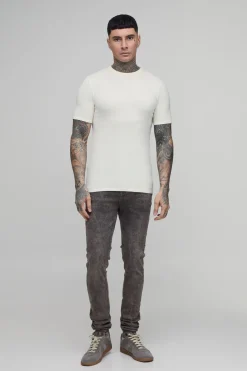 T-shirt Moulant Ajusté En Maille Douce Pour Homme Grand