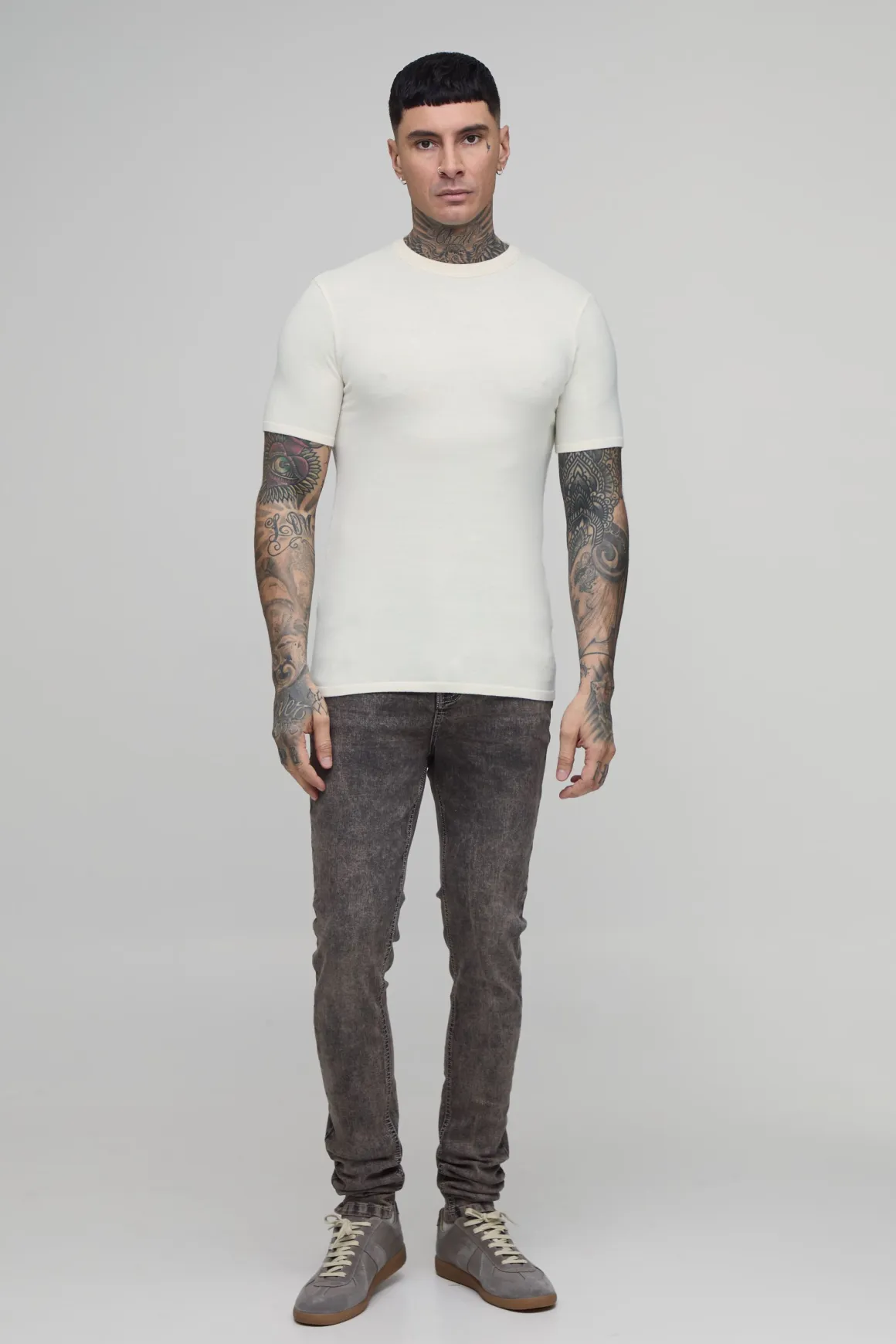 T-shirt Moulant Ajusté En Maille Douce Pour Homme Grand