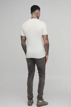 T-shirt Moulant Ajusté En Maille Douce Pour Homme Grand