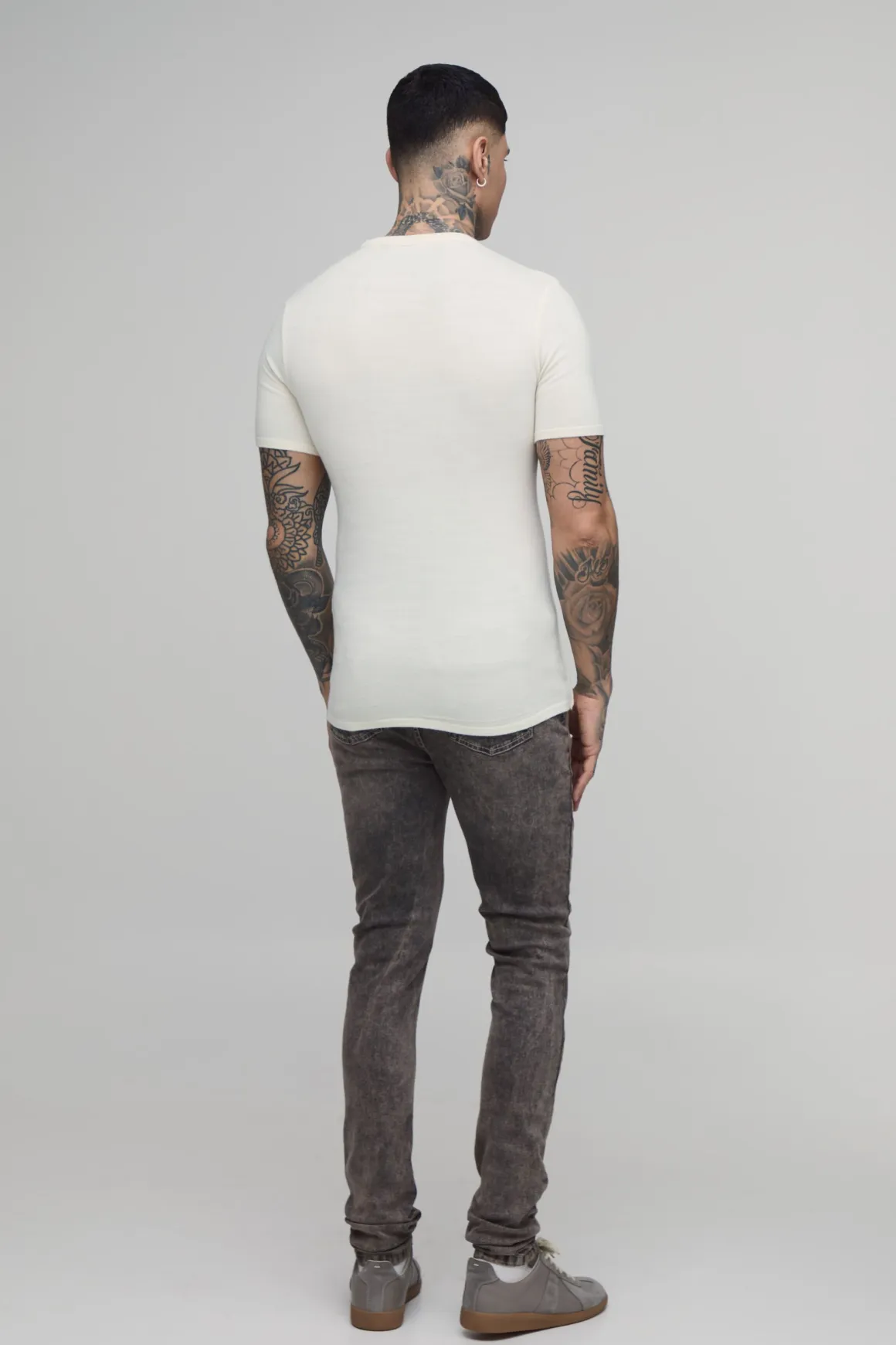 T-shirt Moulant Ajusté En Maille Douce Pour Homme Grand