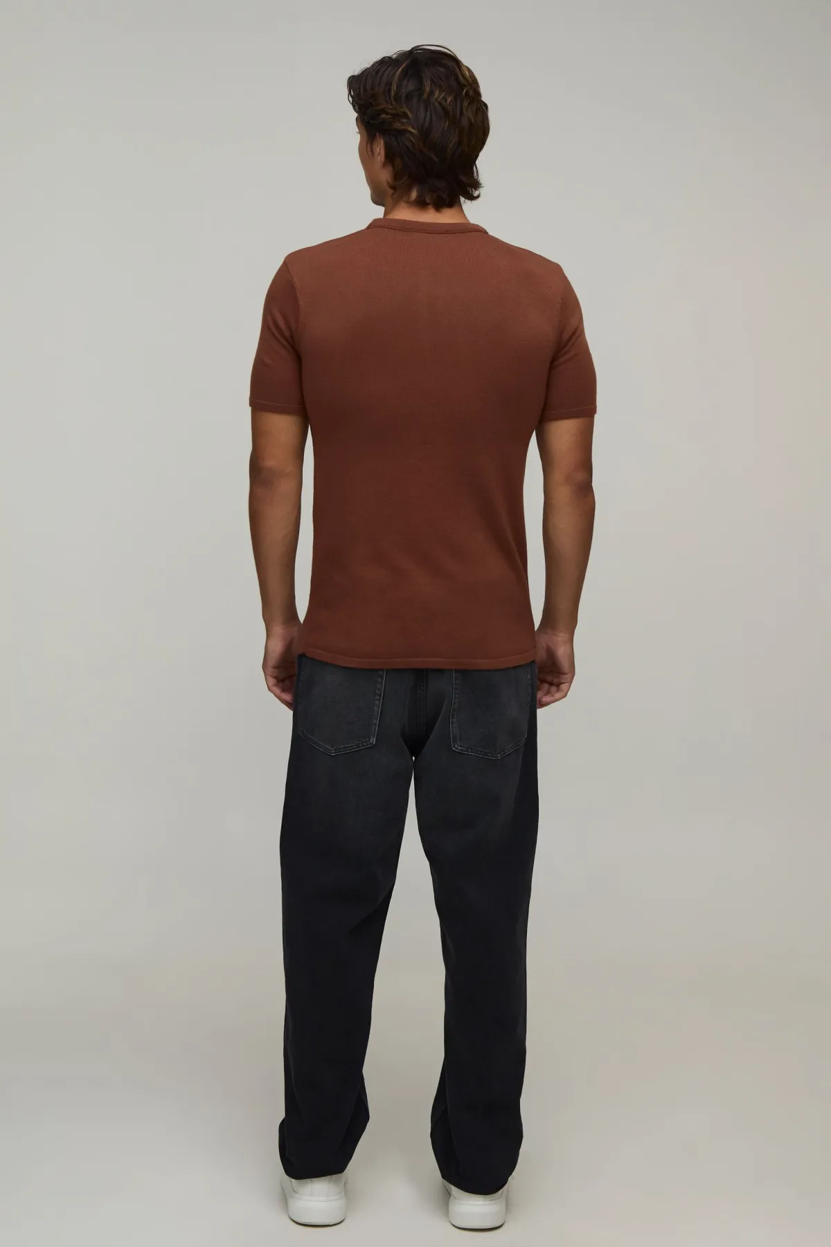 boohooMAN T-shirt Moulant En Maille Douce Effet Seconde Peau<Homme T-Shirts|Maille