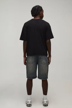 T-shirt Noir Ample Coupe Boxy Imprimé Gothique
