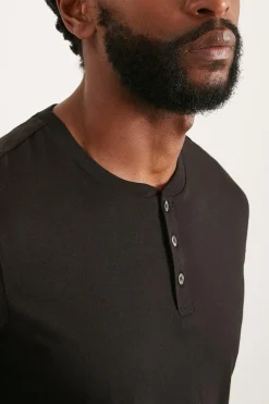 Burton T-Shirt Noir Col Grand-Père<Homme T-Shirts