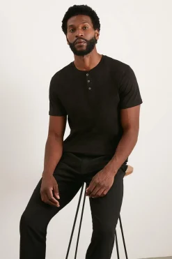 Burton T-Shirt Noir Col Grand-Père<Homme T-Shirts