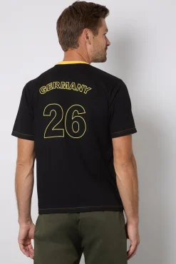 T-shirt Noir Col Rond Imprimé Allemagne