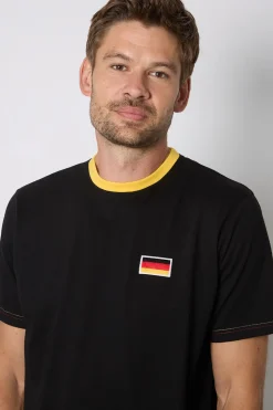 T-shirt Noir Col Rond Imprimé Allemagne