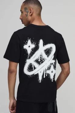 boohooMAN T-shirt Coupe Regular À Imprimé Étoile Graffiti<Homme T-Shirts Impriméstendances|T-Shirts