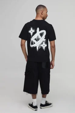 boohooMAN T-shirt Coupe Regular À Imprimé Étoile Graffiti<Homme T-Shirts Impriméstendances|T-Shirts