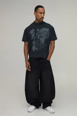 boohooMAN T-shirt Oversize Boxy Imprimé Tigre Coutures Apparentes Ourlet Brut<Homme T-Shirts Impriméstendances|T-Shirts