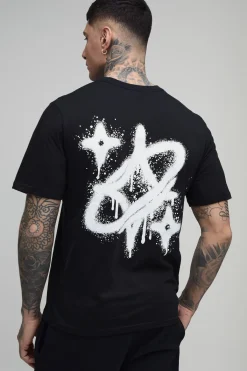 boohooMAN T-shirt Imprimé Étoile Graffiti Coupe Regular Tall<Homme Tout Afficher|Tout Afficher