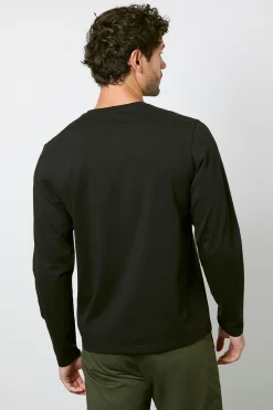 Burton T-Shirt Noir à Manches Longues Col Grand-Père<Homme T-Shirts