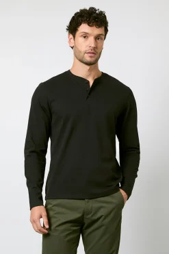 Burton T-Shirt Noir à Manches Longues Col Grand-Père<Homme T-Shirts