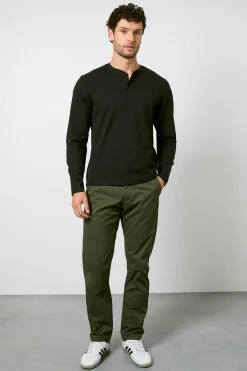 Burton T-Shirt Noir à Manches Longues Col Grand-Père<Homme T-Shirts