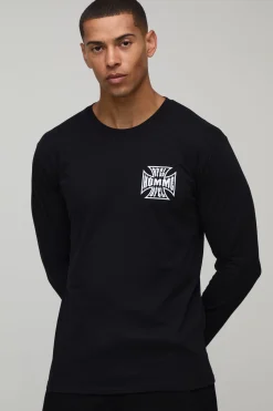 boohooMAN T-shirt À Manches Longues Coupe Regular Avec Motif Croix Graphique<Homme T-Shirts Impriméstendances|T-Shirts