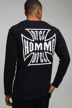 boohooMAN T-shirt À Manches Longues Coupe Regular Avec Motif Croix Graphique<Homme T-Shirts Impriméstendances|T-Shirts