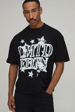 boohooMAN T-shirt Oversize Ample Édition Limitée Imprimé Étoiles<Homme T-Shirts Impriméstendances|T-Shirts