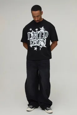 boohooMAN T-shirt Oversize Ample Édition Limitée Imprimé Étoiles<Homme T-Shirts Impriméstendances|T-Shirts