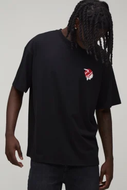 T-shirt Noir Oversize Avec Imprimé Paysage Au Dos
