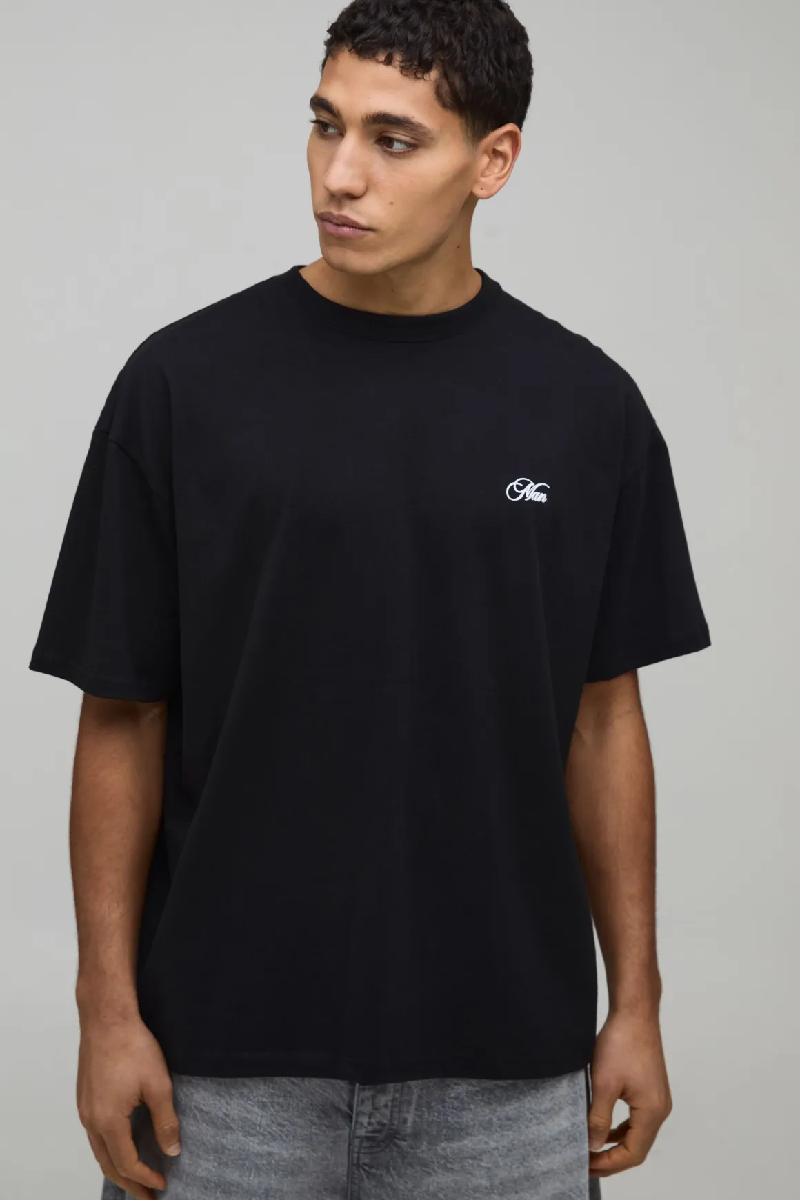T-Shirt Noir Oversize avec Imprimé Dos