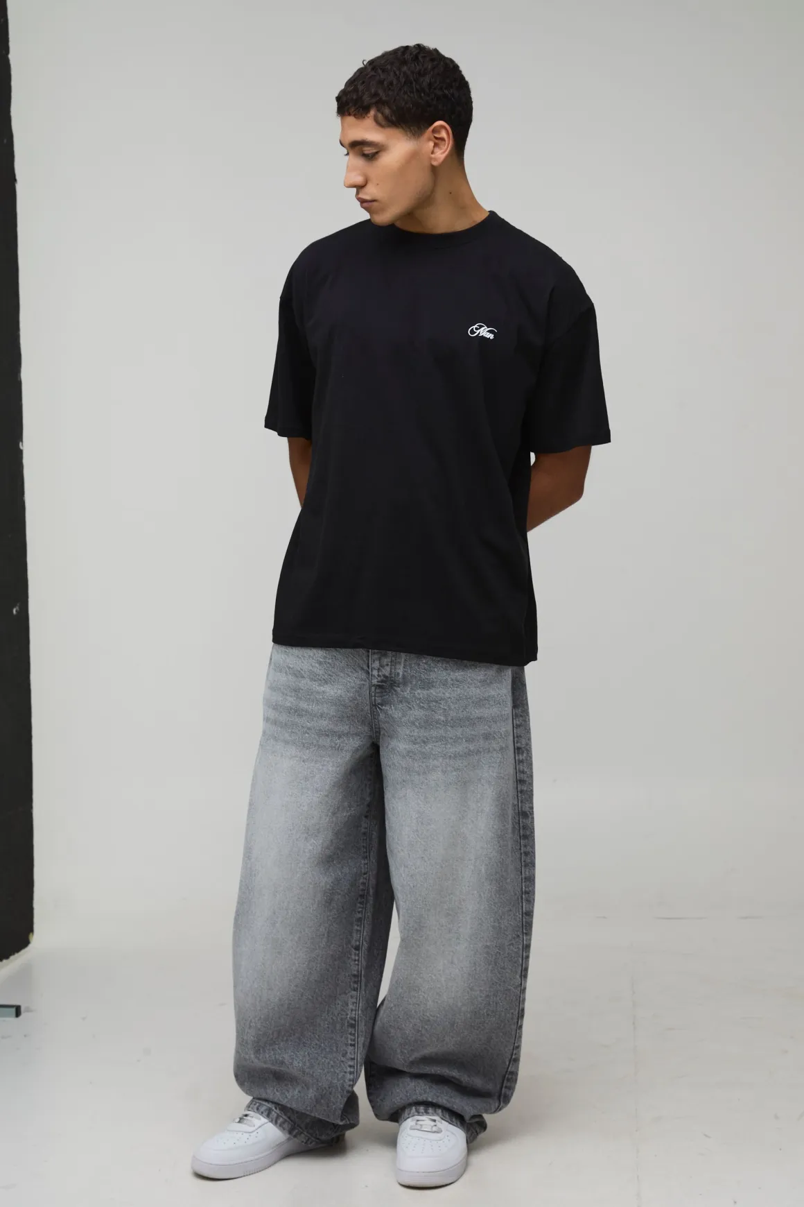 T-Shirt Noir Oversize avec Imprimé Dos