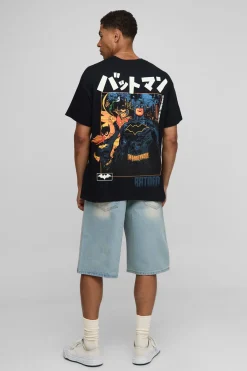 T-Shirt Noir Oversize Batman sous Licence Imprimé