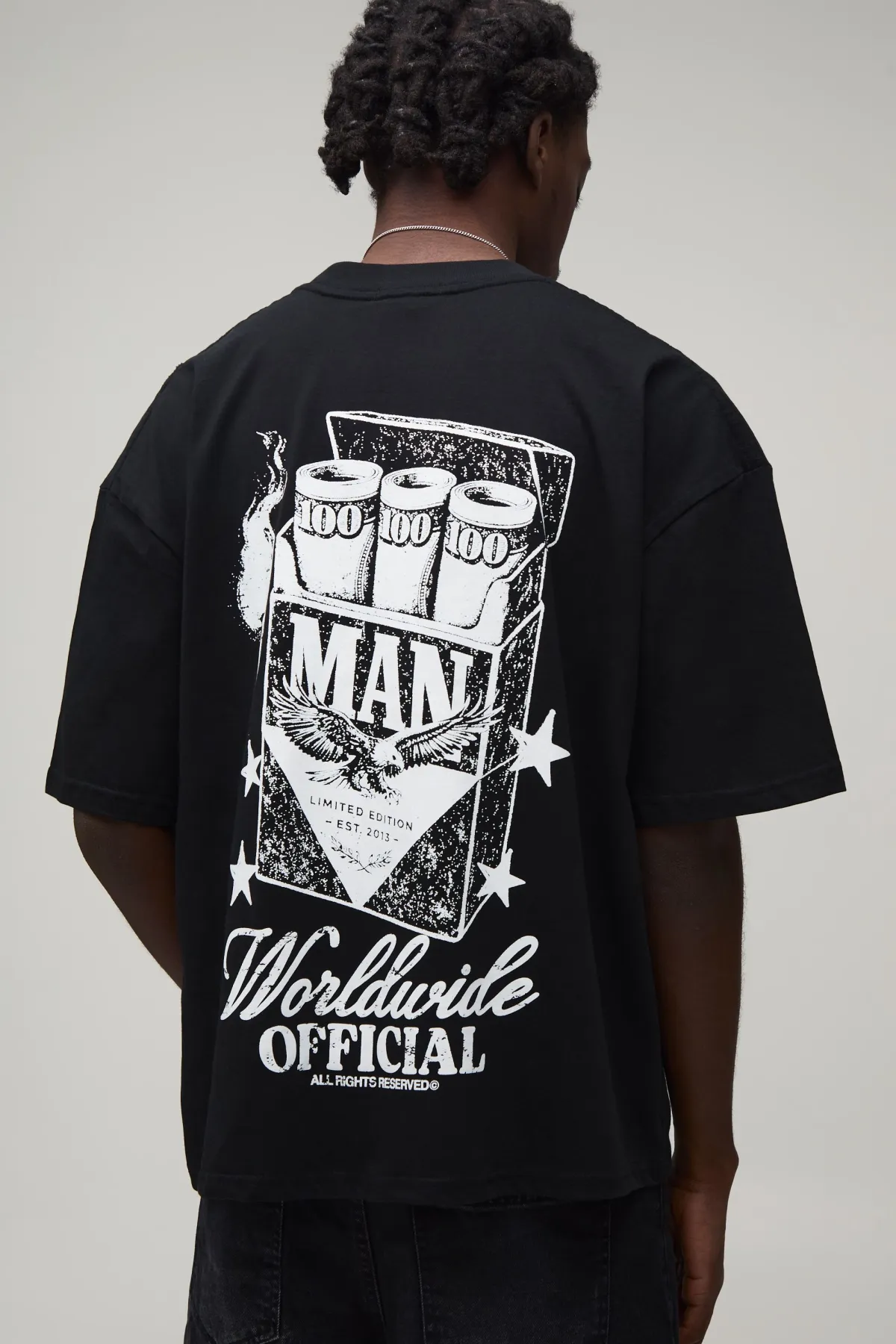 boohooMAN T-shirt Oversize Boxy Imprimé Boîte D'allumettes Western<Homme T-Shirts Impriméstendances|T-Shirts