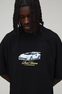 boohooMAN T-shirt Oversize Boxy À Imprimé Voiture<Homme T-Shirts Impriméstendances|T-Shirts