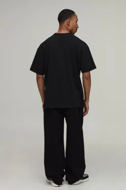 T-shirt noir oversize brodé Blue Dice